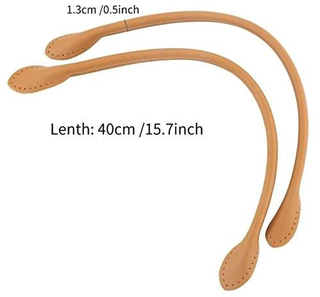 Alt view image 2 of 6 - Leather Purse Handles Genuine Leather Bag Straps with Ear Shape End Bag Handles Replacement Purse Wallet Straps for DIY Hand Accessories with Thread 40 x 1.3cm / 15.7 x 0.5inch (Brownish Yellow)