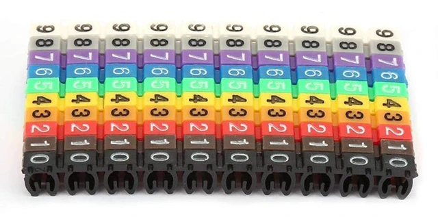 Alt view image 5 of 6 - Digital Tube Wire 0-9 Number Coded Clip On Plastic Cable Label Tube Colorful Cable Marker C Shape Suitable Multi-Type Cable (100Pcs 2.5mm²)
