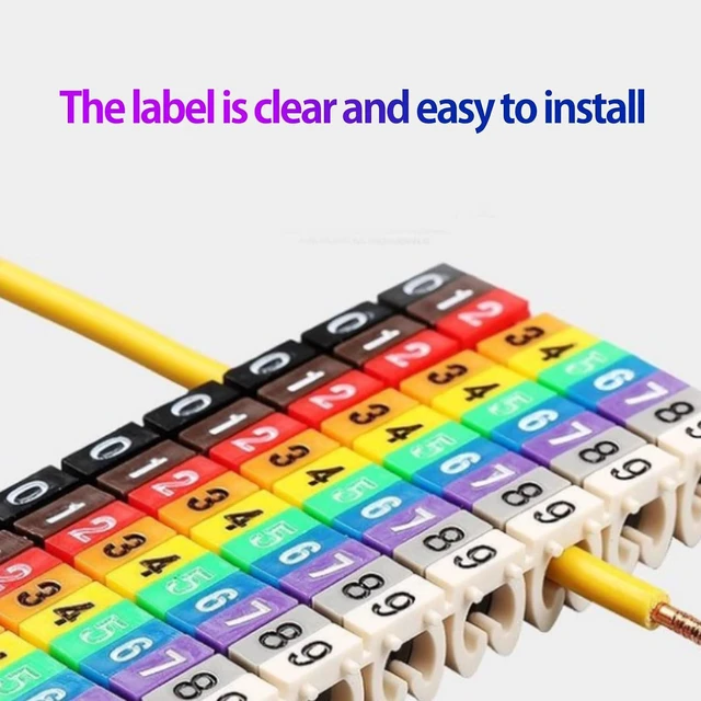 Alt view image 5 of 6 - Wire Marker Cable Labels 0-9 Number Coded Clip On Plastic Tube Colorful C Shape Suitable for Multi-Type Cable (150Pcs 1.5mm²)