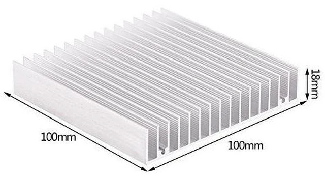 Alt view image 2 of 6 - Heatsink Aluminum Heat Sink 100x100x18mm with 16 Fins for Transistor Semiconductor Devices Voltage Regulator Amplifier Cooling Silver