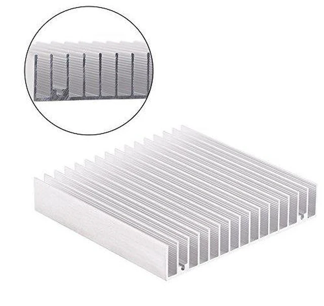 Alt view image 3 of 6 - Heatsink Aluminum Heat Sink 100x100x18mm with 16 Fins for Transistor Semiconductor Devices Voltage Regulator Amplifier Cooling Silver
