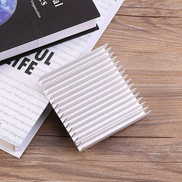 Alt view image 4 of 6 - Heatsink Aluminum Heat Sink 100x100x18mm with 16 Fins for Transistor Semiconductor Devices Voltage Regulator Amplifier Cooling Silver