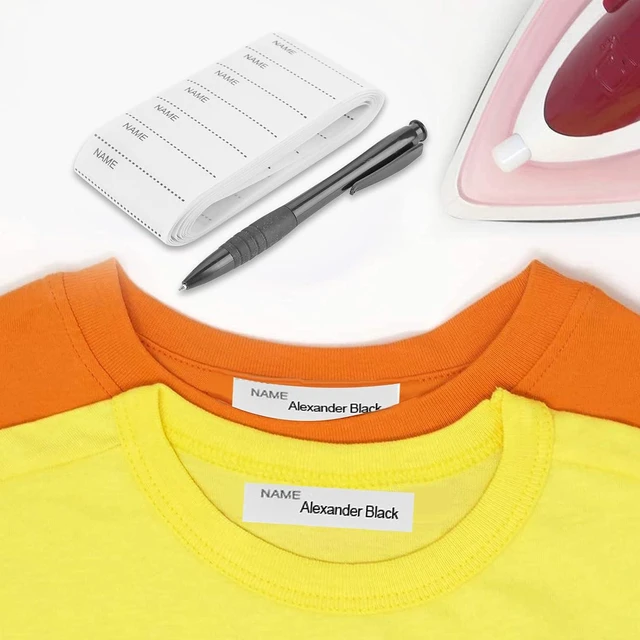 Alt view image 3 of 6 - 200Pcs Name Labels Iron On Fabric Tapes Tags School Woven Name Labels Sew in School Name Tags Tapes Name Label White Sewing Woven Custom Clothing Cutting Free Writable Washable for