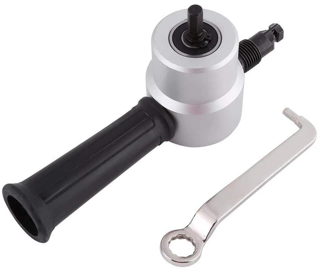 Main image of Double Head Metal Sheet Nibbler Cutter 360 Degree Adjustable Punch Nibbler Cutting Tools Kit Drill Attachment with Wrench for for Straight Curve & Circle Cutting