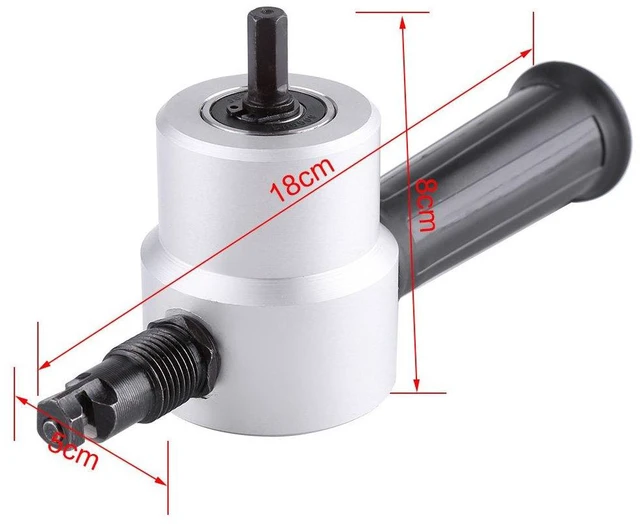 Alt view image 2 of 6 - Double Head Metal Sheet Nibbler Cutter 360 Degree Adjustable Punch Nibbler Cutting Tools Kit Drill Attachment with Wrench for for Straight Curve & Circle Cutting