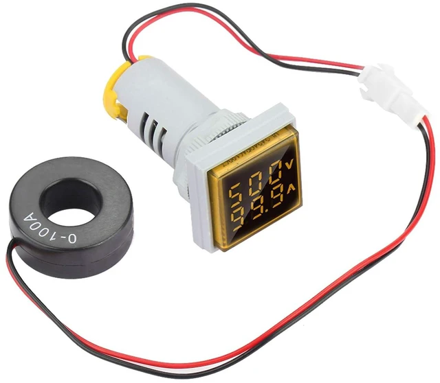 Main image of LED Indicator Light AC Voltage Light Panel Digital Display Indicator Light 22mm 0-100A Current Indicator, Green Red Yellow Blue Indicator Lights Flush Panel Mount(Yellow)