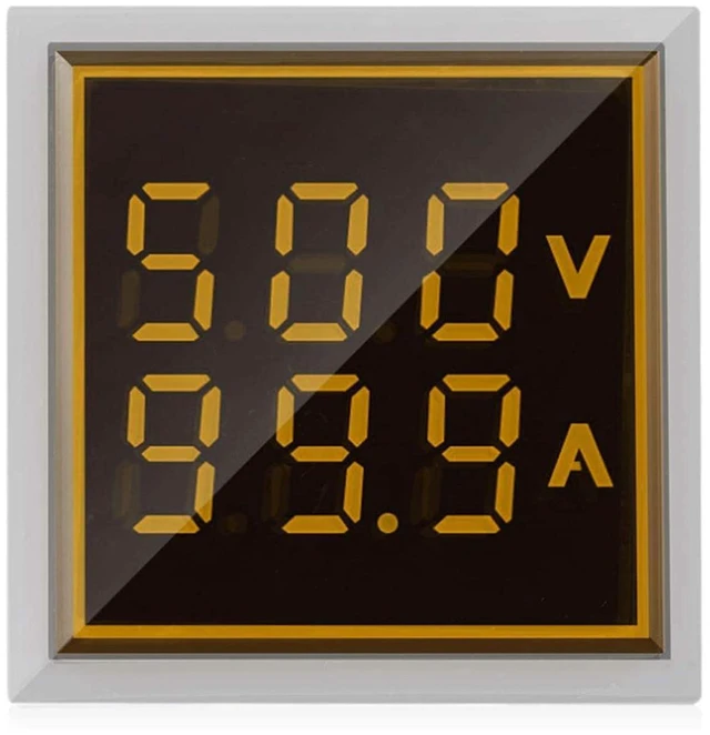 Alt view image 2 of 6 - LED Indicator Light AC Voltage Light Panel Digital Display Indicator Light 22mm 0-100A Current Indicator, Green Red Yellow Blue Indicator Lights Flush Panel Mount(Yellow)