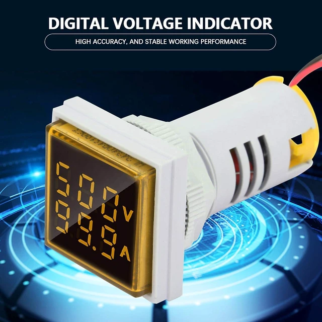 Alt view image 3 of 6 - LED Indicator Light AC Voltage Light Panel Digital Display Indicator Light 22mm 0-100A Current Indicator, Green Red Yellow Blue Indicator Lights Flush Panel Mount(Yellow)