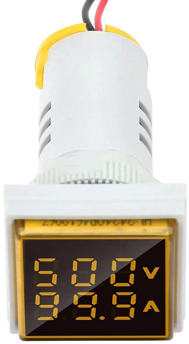 Alt view image 6 of 6 - LED Indicator Light AC Voltage Light Panel Digital Display Indicator Light 22mm 0-100A Current Indicator, Green Red Yellow Blue Indicator Lights Flush Panel Mount(Yellow)