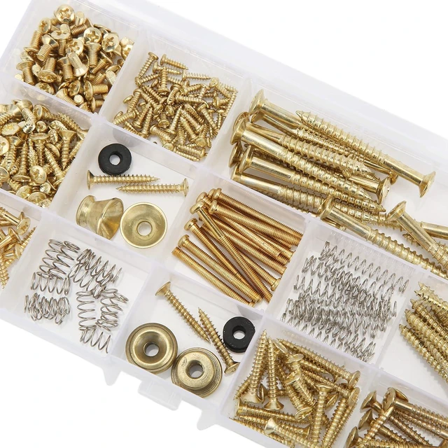 Alt view image 2 of 6 - Walfront Electric Guitar Screw Kit Multiple Sizes Guitar Metal Repairing Tool Kit with Screws Washers and Springs Repair Fasteners(Gold)