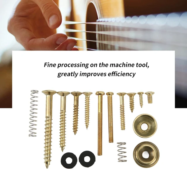 Alt view image 4 of 6 - Walfront Electric Guitar Screw Kit Multiple Sizes Guitar Metal Repairing Tool Kit with Screws Washers and Springs Repair Fasteners(Gold)
