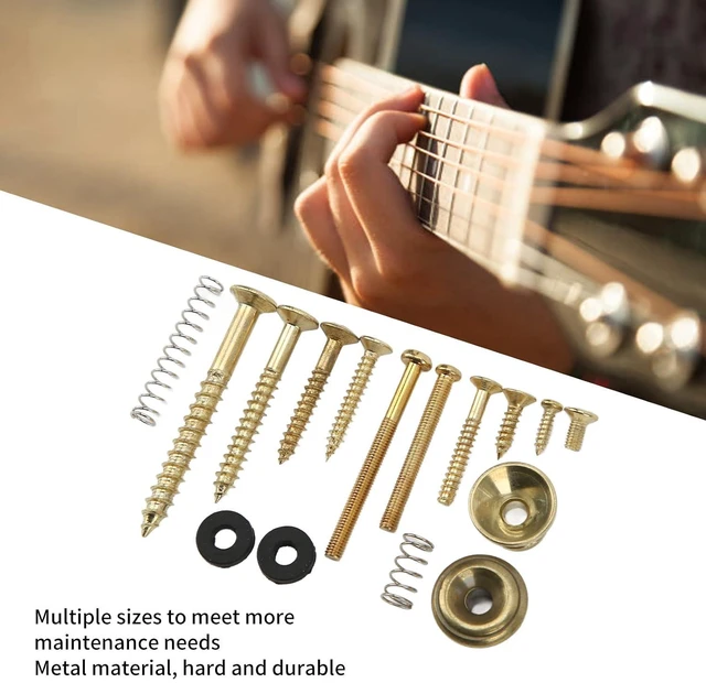 Alt view image 5 of 6 - Walfront Electric Guitar Screw Kit Multiple Sizes Guitar Metal Repairing Tool Kit with Screws Washers and Springs Repair Fasteners(Gold)