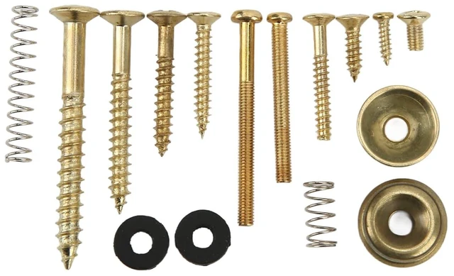 Alt view image 6 of 6 - Walfront Electric Guitar Screw Kit Multiple Sizes Guitar Metal Repairing Tool Kit with Screws Washers and Springs Repair Fasteners(Gold)