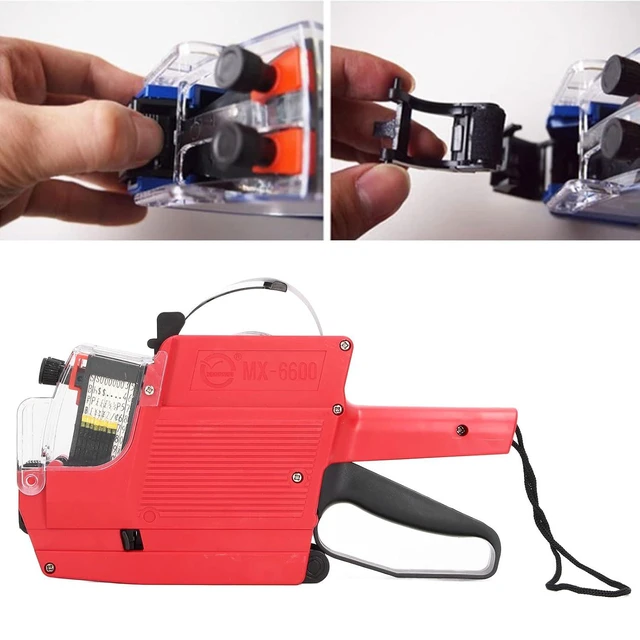 Alt view image 3 of 6 - Walfront MX-6600 Tagging Gun Attacher Gun Kit for Retail Standard Price Tag Guntagging Gun with 2 Lines 10 Digits Display (Red)
