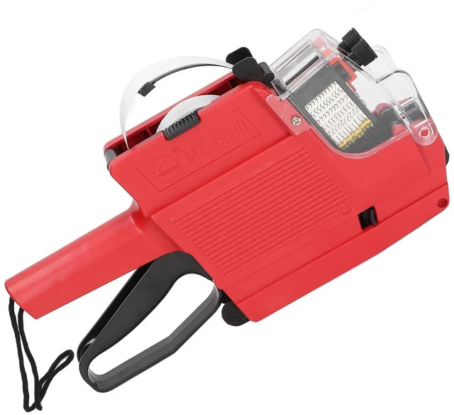 Alt view image 2 of 6 - Walfront MX-6600 Tagging Gun Attacher Gun Kit for Retail Standard Price Tag Guntagging Gun with 2 Lines 10 Digits Display (Red)