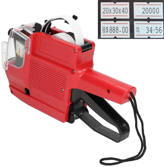 Alt view image 5 of 6 - Walfront MX-6600 Tagging Gun Attacher Gun Kit for Retail Standard Price Tag Guntagging Gun with 2 Lines 10 Digits Display (Red)