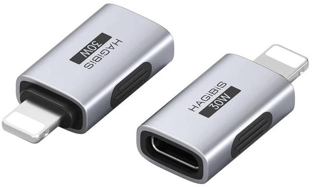 Main image of Hagibis USB-C to Lightning Adapter 2 Pack, 30W Fast Charging Type-C Female to Lightning Male Charging Converter, Date Transfer for iPhone 8/Xs/11/12/13/14 Pro Max AirPods iPad (ZJTN03)