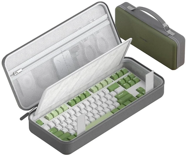 Main image of Hagibis Keyboard Bag Hard Shell Portable Travel Carrying Case, 68/87 Keys EVA 900D Oxford Cloth Storage Case Electronic Organizer Shockproof Waterproof (Green, 87 Key)