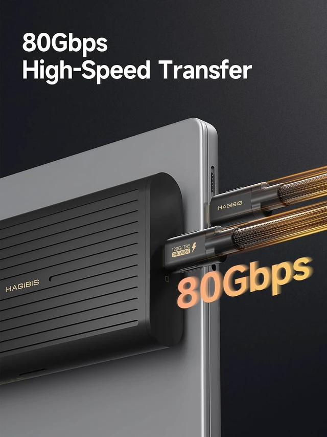 Alt view image 2 of 6 - Hagibis 80Gbps M.2 NVMe SSD Enclosure All Aluminum & Pure Copper Noiseless Heat Dissipation Compatible with Thunderbolt 5/4/3/USB4 V2.0 External SSD Up to 8TB for NVMe 2230/2242/2260/2280 SSDs