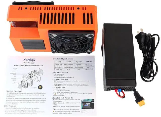 Alt view image 6 of 6 - DigLucky NerdQX 8.0TH/s SHA256 Desktop Solo Miner, 170W XT60 Power Architecture, 2.4GHz WiFi bitcoin miner