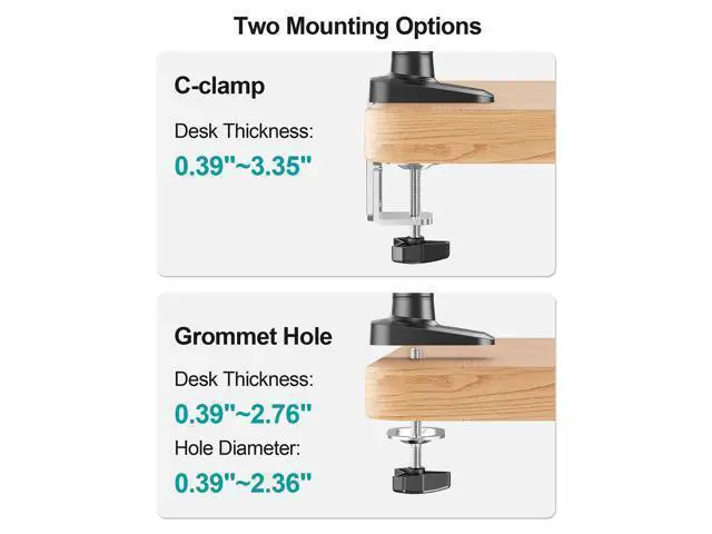 Alt view image 6 of 7 - Single Monitor Desk Mount for Max 40 Inch Screens, Adjustable Gas Spring Monitor Arm Holds up to 26.5lbs, Computer Monitor Stand with Clamp and Grommet Base, VESA Mount 75x75mm/100x100mm