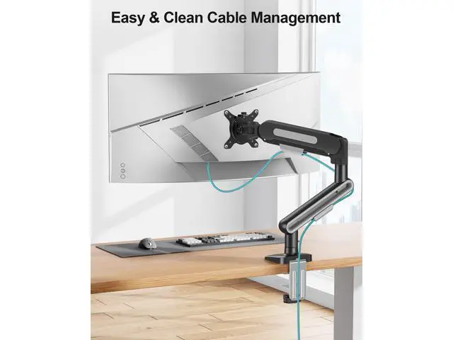 Alt view image 7 of 7 - Single Monitor Desk Mount for Max 40 Inch Screens, Adjustable Gas Spring Monitor Arm Holds up to 26.5lbs, Computer Monitor Stand with Clamp and Grommet Base, VESA Mount 75x75mm/100x100mm