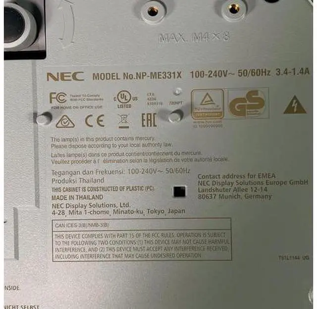 Alt view image 7 of 7 - NEC ME331X 3LCD Projector Portable 3300 Lumens 1080p Conference Room, Bundle HDMI Cable Remote Control Power Cable