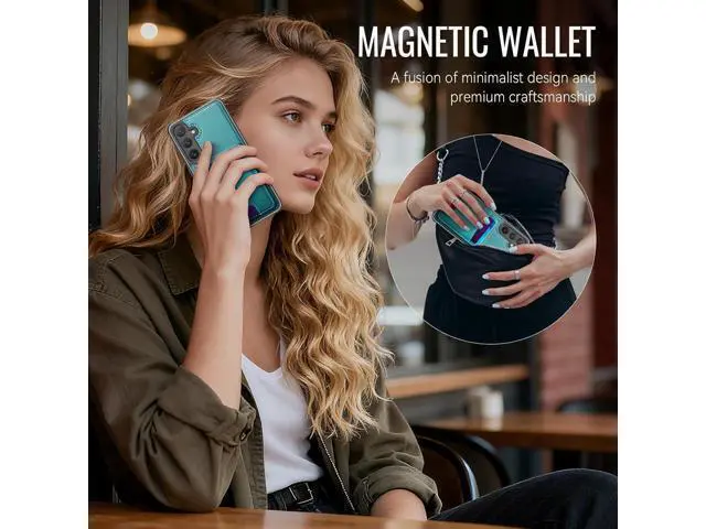 Alt view image 7 of 7 - Wallet Case for Galaxy S26 Compatible with MagSafe for Men Women 2 in 1 Detachable Magnetic Phone Case with Card Holder Kickstand RFID Blocking for Galaxy S26 (6.3 inch) (Green)