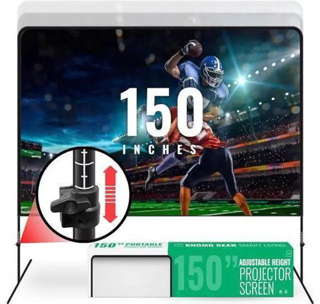 Main image of Adjustable Height Projector Screen - 150 Inch Indoor & Outdoor Projector Screen with Carry Bag for Office and Home Theater Portable Projector Screen