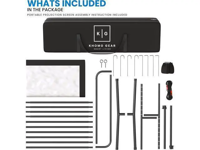 Alt view image 4 of 7 - Adjustable Height Projector Screen - 150 Inch Indoor & Outdoor Projector Screen with Carry Bag for Office and Home Theater Portable Projector Screen