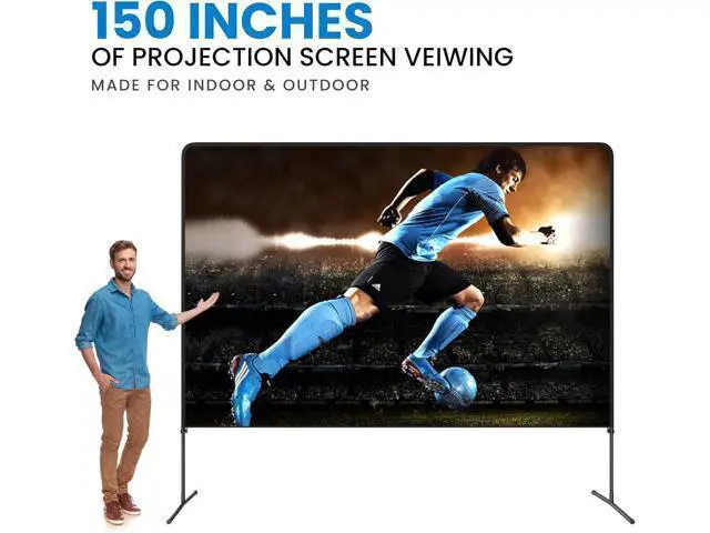 Alt view image 6 of 7 - Adjustable Height Projector Screen - 150 Inch Indoor & Outdoor Projector Screen with Carry Bag for Office and Home Theater Portable Projector Screen