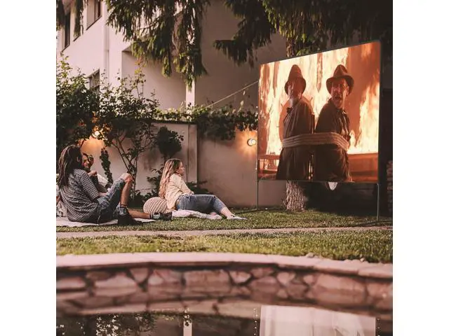 Alt view image 7 of 7 - Adjustable Height Projector Screen - 150 Inch Indoor & Outdoor Projector Screen with Carry Bag for Office and Home Theater Portable Projector Screen