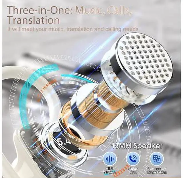 Alt view image 2 of 7 - AI Translation Earbuds Real Time, 164 Language Translator Earbud with Audio and Video Calls, 3-in-1 Buletooth 5.4 Translation Headphone with APP, 50H AI Ear Buds Translator Device for Business, White
