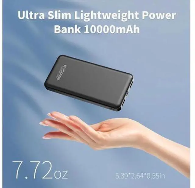 Alt view image 2 of 7 - 2 Pack Portable Charger Slimmer 10000mAh Power Bank 15W USB C In&Out Fast Charging Battery Pack Portable Power Bank for iPhone 16 15 14 13 12 iPad S23 S22 Pixel and Heated Vest (Black)