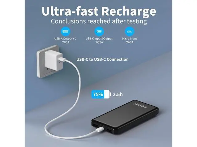 Alt view image 6 of 7 - 2 Pack Portable Charger Slimmer 10000mAh Power Bank 15W USB C In&Out Fast Charging Battery Pack Portable Power Bank for iPhone 16 15 14 13 12 iPad S23 S22 Pixel and Heated Vest (Black)