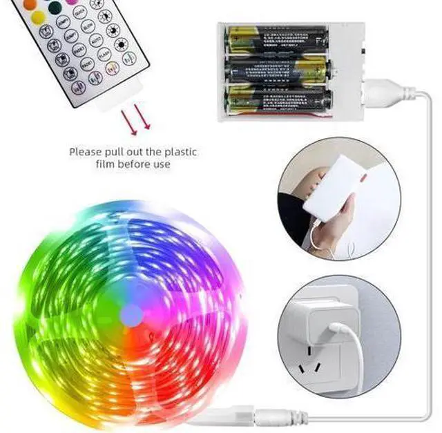 Alt view image 5 of 6 - Battery Operated LED Strip Lights 20ft Battery Powered LED Strip Lights for Bedroom Color Changing APP Remote USB Led Lights for TV Room Kitchen Party