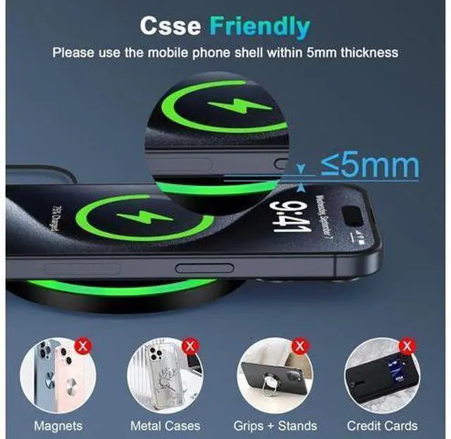 Alt view image 6 of 7 - S25 Wireless Android Charger Fast Charging Pad for Galaxy S25 Ultra/S24 Plus/FE/S23/S22/S21 2Pack 15W Fast Wireless Phone Charger Station for Motorola Edge 2024/G Stylus 5G/Razr 2024