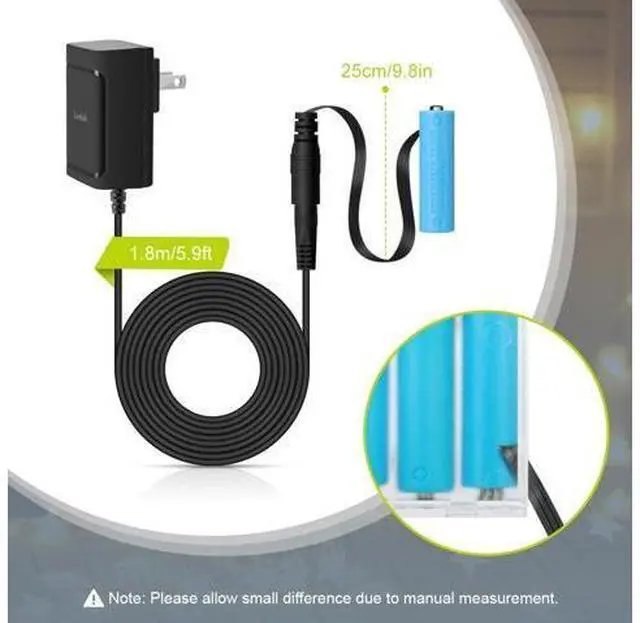 Alt view image 3 of 7 - AC Power Supply Adapter for 3 AA Battery AA Battery Replacement Adapter for LED Light Decorations (Black)