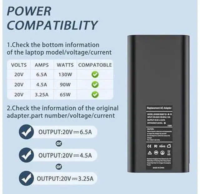 Alt view image 3 of 7 - 130W 4.5mm AC Laptop Charger Compatible with Dell XPS 15 7590 9530 9550 9560 9570 Precision M3800 M2800 5510 5520 5530 5540 Inspiron 7347 7348 7459 Power Supply Cord