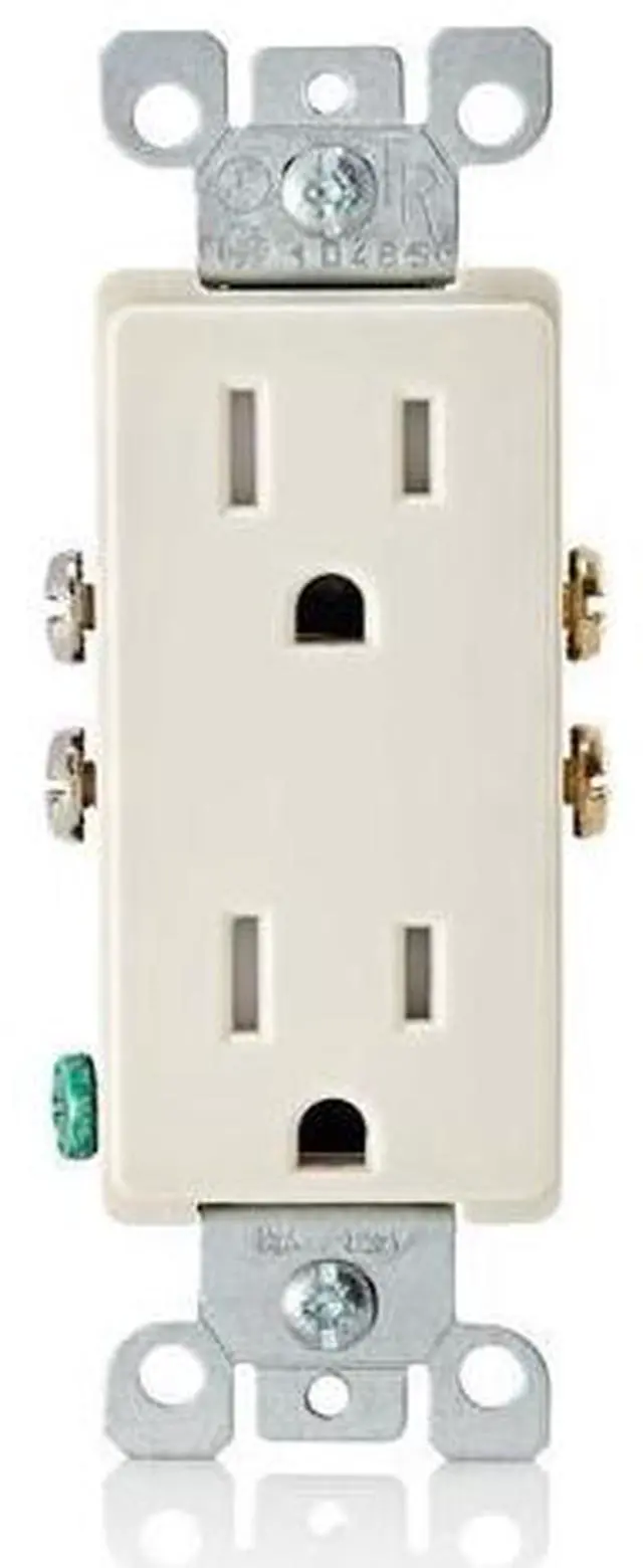 Main image of Leviton 15 Amp Decora Tamper-Resistant Duplex Electrical Wall Outlet, 10 Pack, T5325-TMP, Light Almond