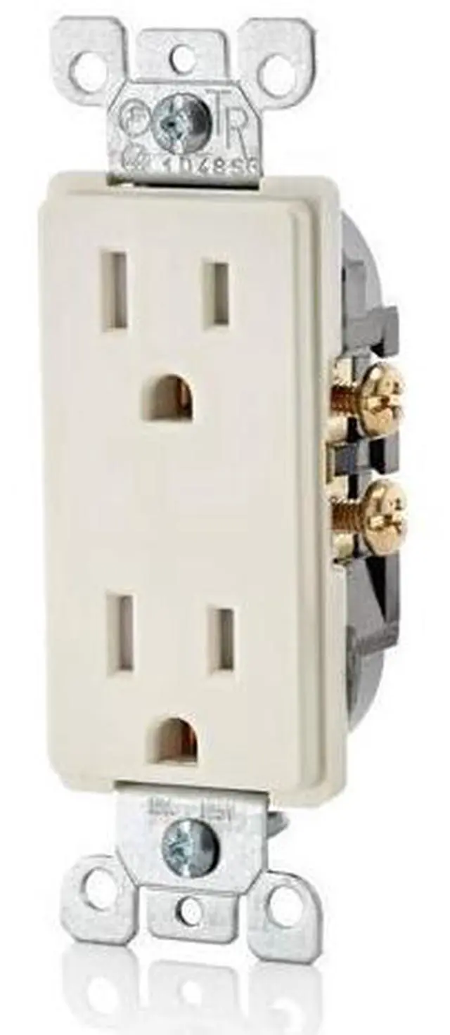 Alt view image 2 of 4 - Leviton 15 Amp Decora Tamper-Resistant Duplex Electrical Wall Outlet, 10 Pack, T5325-TMP, Light Almond