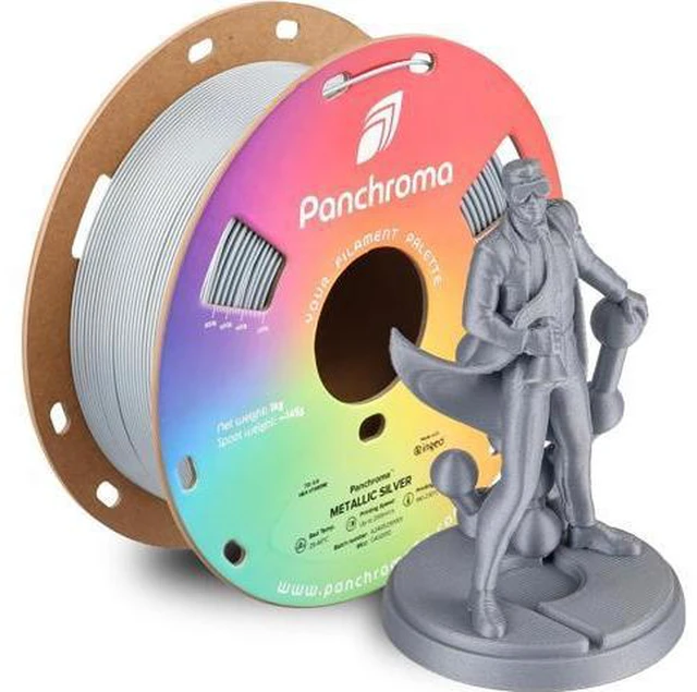 Main image of Polymaker Panchroma Metallic PLA Filament, Metallic Silver 1.75mm 3D Printing Filament, 3D Printer PLA Filament, Fit Most FDM 3D Printers, 1kg Spool (2.2lbs)