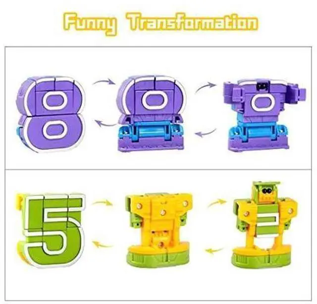 Alt view image 2 of 6 - Number Robots Transforming Autobots Toy Educational STEM Learning Bots Fine Motor Skill Toys Gift for 3 4 5 6 Years Old Boys Preschool Toddlers Kids 09 Numbers Robots