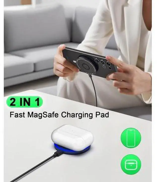 Alt view image 6 of 7 - Wireless Charger 2Pack 6FT 15W Magnetic Wireless Charger Fast Charging Pad for Galaxy S25 Ultra/S24 FE/S23 Ultra/S22/S21/Z Google Pixel 9 8a 7a 8 7 Pro | Strong Magnet Technology