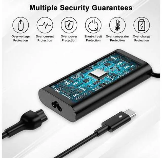 Alt view image 6 of 6 - Replacement for 130W Laptop Charger USB C Slim AC Adapter for XPS 15 17 9575 9500 9520 9700 Precision 5530 5550 5560 5570 3560 2in1 Latitude 9410 9510 Type C AC Power Cord
