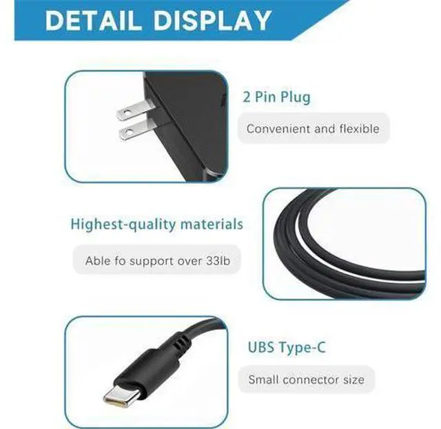 Alt view image 6 of 7 - 65W Laptop Charger Compatible with ZenBook 13 14 15 Chromebook Transformer ExpertBook C302C C213 C214 C436 C523 ADP-45EW B UX390UA UX490 UX325 UX393 UX371 B9450FA B9450CEA Power Cord