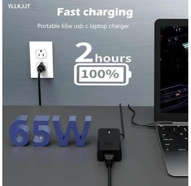 Alt view image 2 of 7 - 60W 65W USB Type C Power Adapter Cord Compatible with Laptop Charger USB C Computer Pro 13 14 16 Plus Latitude 5420 7410 5450 5540 5550 3540 3550 7420 5330 7440 5530 XPS 13 Chromebook