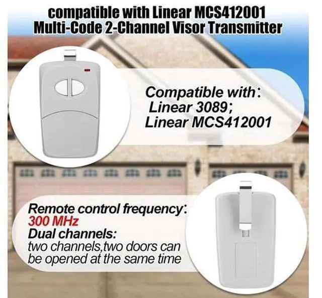Alt view image 3 of 7 - SOEWIOU 4 Pcs 2 Channel Gate Opener Remote Compatible with Multicode Linear MCS412001 10 Dip 300mhz Garage Door Opener Remote Control Transmitter with Sun Visor Clips