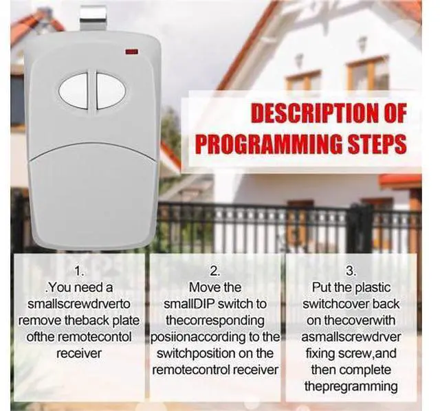 Alt view image 6 of 7 - SOEWIOU 4 Pcs 2 Channel Gate Opener Remote Compatible with Multicode Linear MCS412001 10 Dip 300mhz Garage Door Opener Remote Control Transmitter with Sun Visor Clips