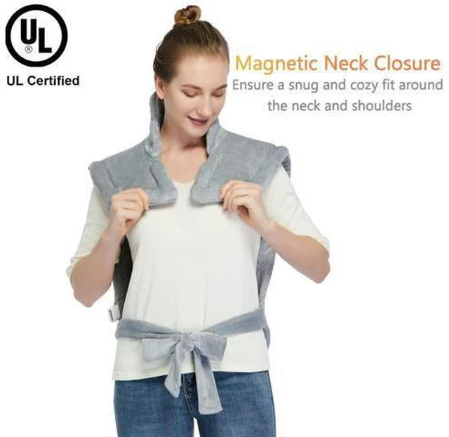Alt view image 3 of 7 - SOEWIOU Heating Pad for Neck and Shoulders Back Pain Relief, Weighted Electric Heating Pads with Auto Shut Off, Full Body Large Back Heat Pad, Fast Heating and 4 Heat Settings (Grey, 33"x22")